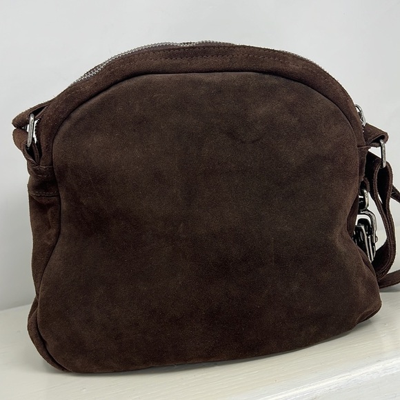 Sissi Rossi Brown Suede Large Zippered Crossbody Bag - Picture 5 of 11